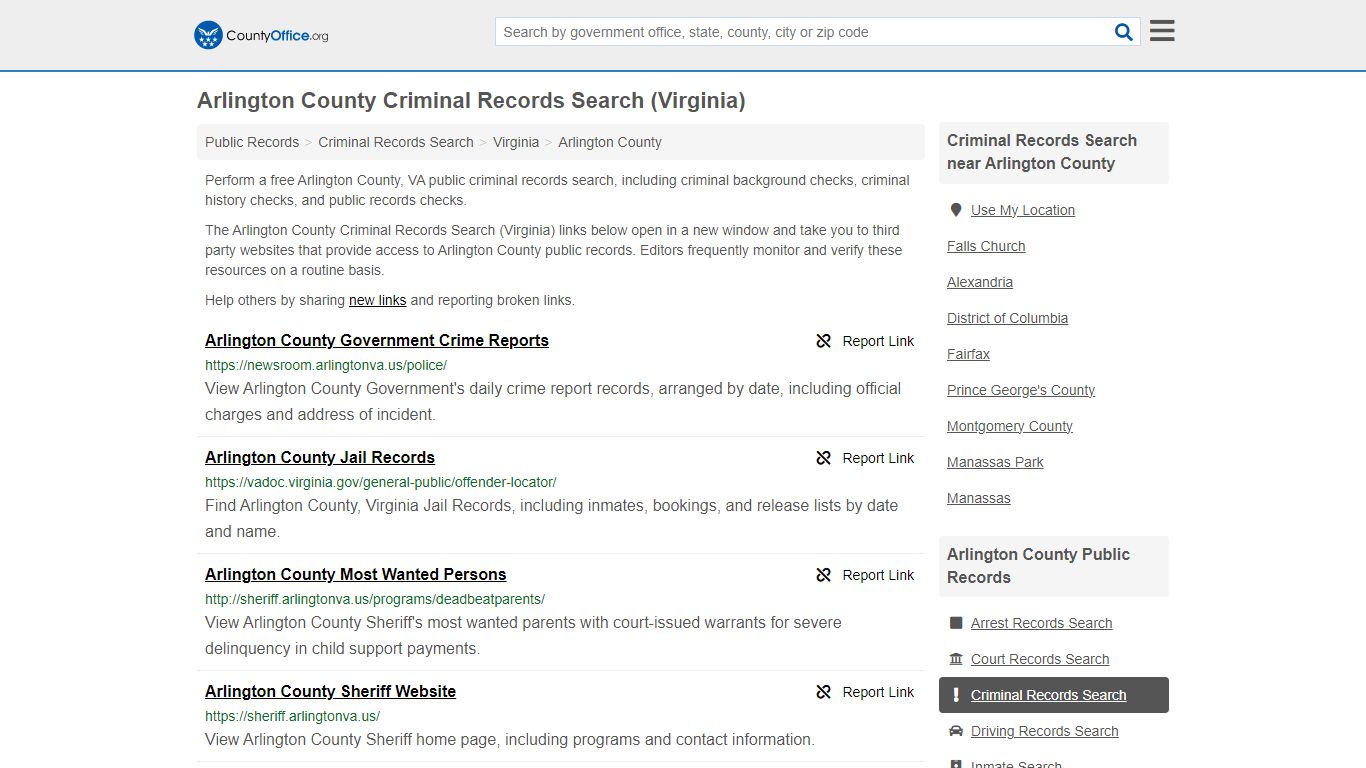 Criminal Records Search - Arlington County, VA (Arrests, Jails & Most ...