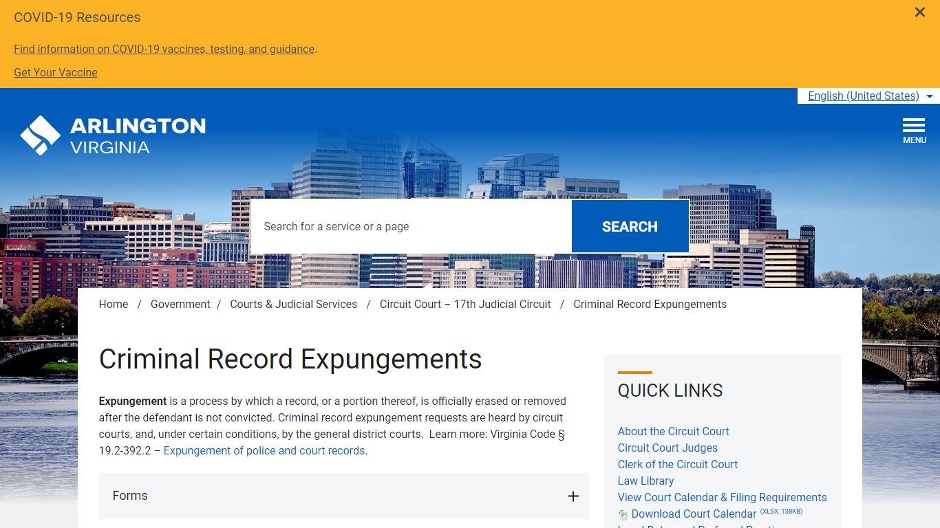 Criminal Record Expungements - Arlington County, Virginia