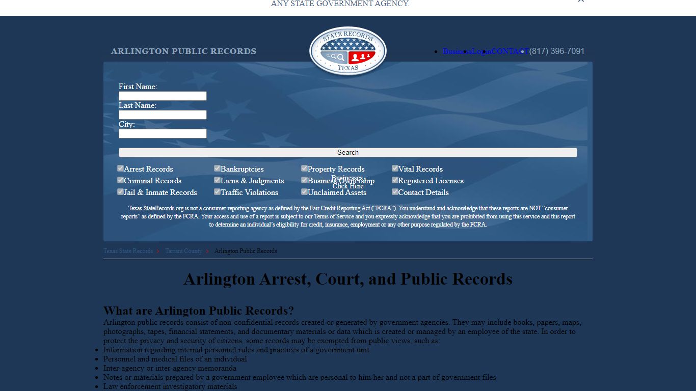 Arlington Arrest and Public Records | Texas.StateRecords.org